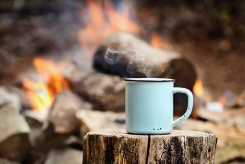 Campfire at campsite 