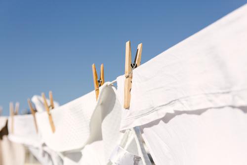 Clothesline hanging with drying laundry