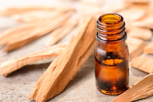 Sandalwood in glass container